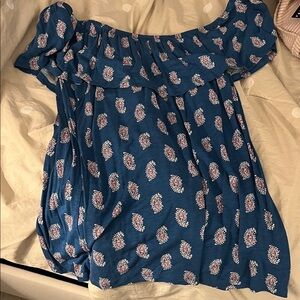 Old Navy Blue Floral Off-Shoulder Blouse